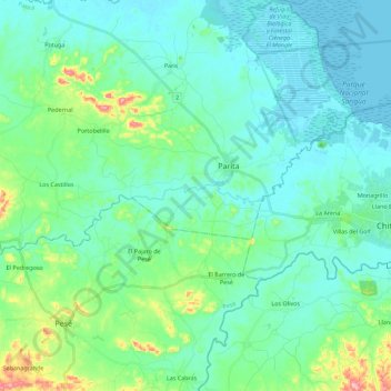 Mapa topográfico Río Parita, altitud, relieve