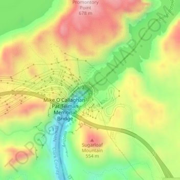 Mapa topográfico Presa Hoover, altitud, relieve
