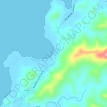 Mapa topográfico Playa Langosta, altitud, relieve