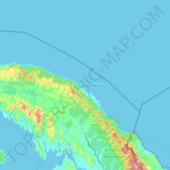 Mapa topográfico Comarca Guna Yala, altitud, relieve